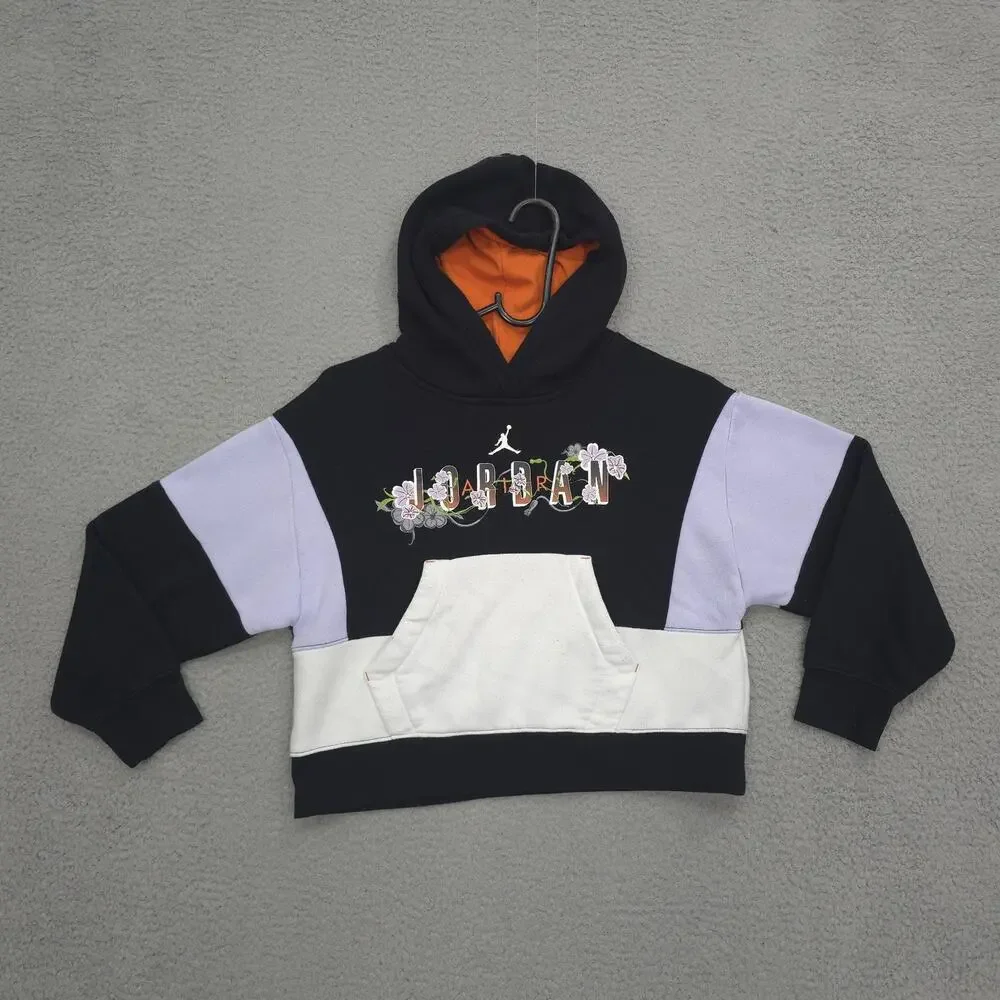 Nike Air Jordan Hoodie Girls Medium 10-12 Air Garden Pullover 45C021-023 Black